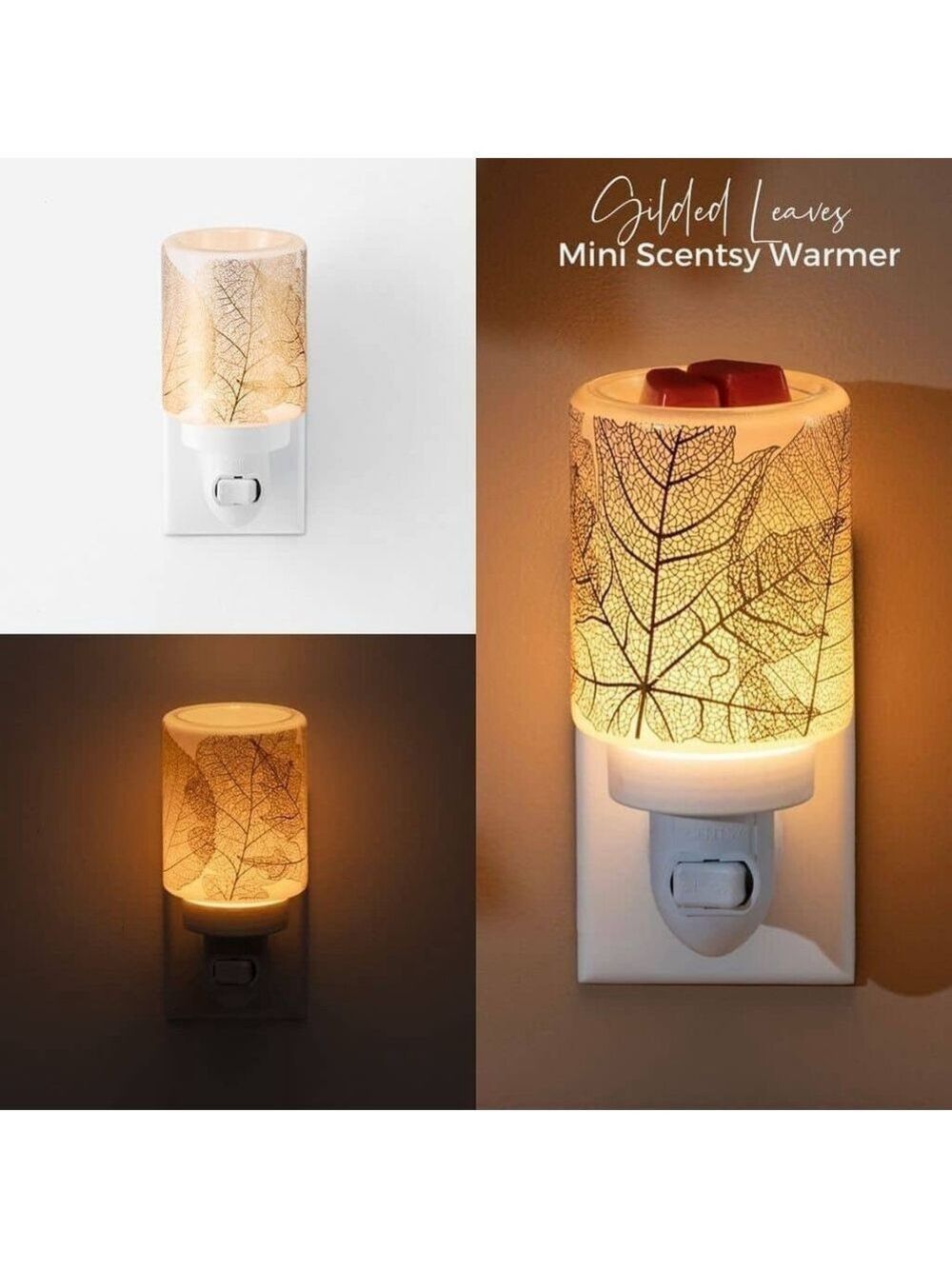Scentsy Gilded Leaves Plug-In Warmer One Size White Gold NIB Sold Out